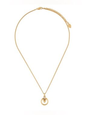 COURREGES Paris Vintage Two Tone Gold/Silver Heart Circle Pendant Necklace